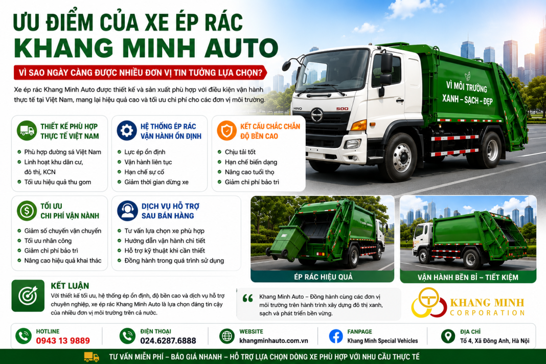 🚛 Ưu điểm của xe ép rác Khang Minh Auto